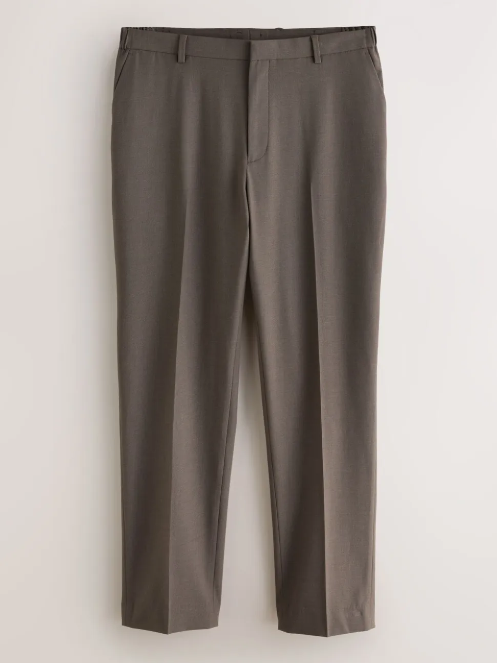 Taupe Brown Slim Fit Elasticated Waist Motionflex Stretch Smart Trousers