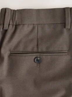 Taupe Brown Slim Fit Elasticated Waist Motionflex Stretch Smart Trousers