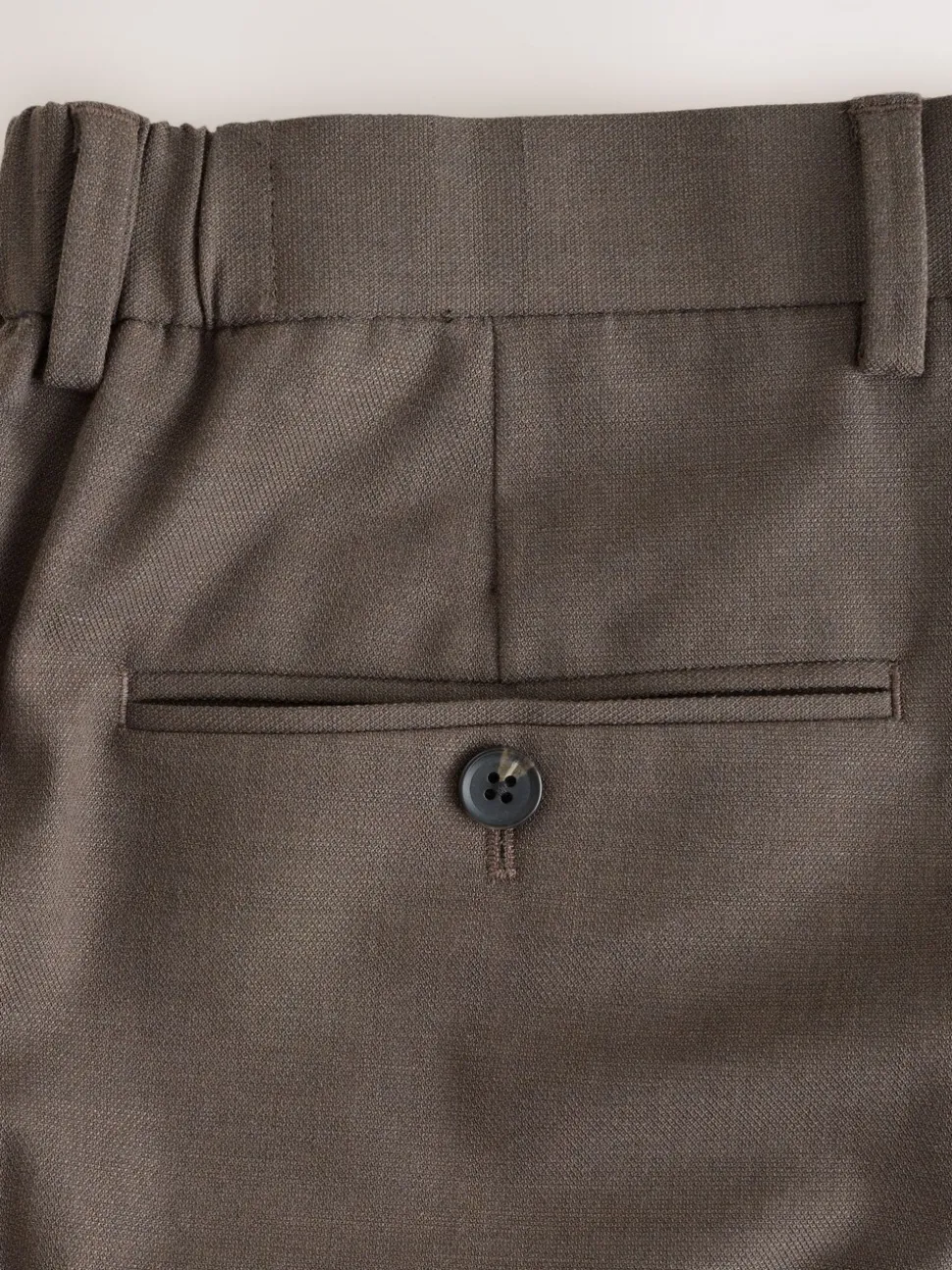 Taupe Brown Slim Fit Elasticated Waist Motionflex Stretch Smart Trousers