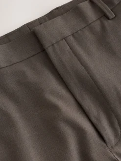 Taupe Brown Slim Fit Elasticated Waist Motionflex Stretch Smart Trousers