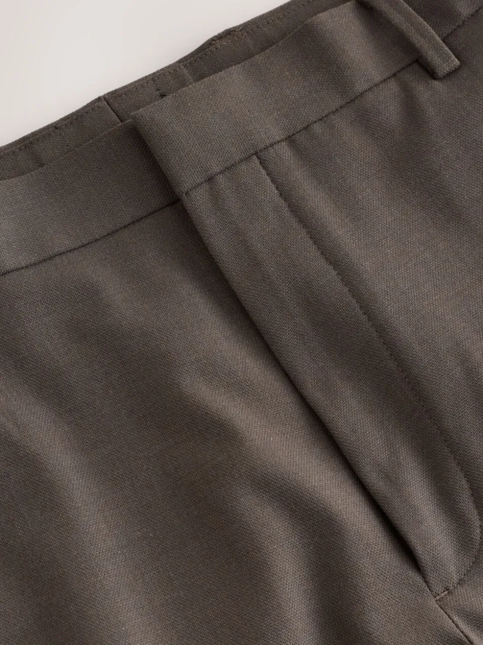 Taupe Brown Slim Fit Elasticated Waist Motionflex Stretch Smart Trousers