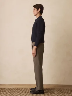Taupe Brown Straight Fit Smart Cotton Rich Cord Trousers