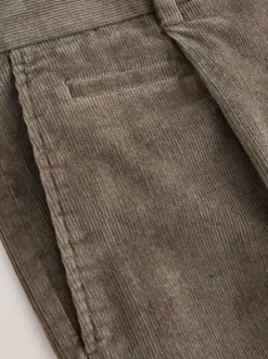 Taupe Brown Straight Fit Smart Cotton Rich Cord Trousers