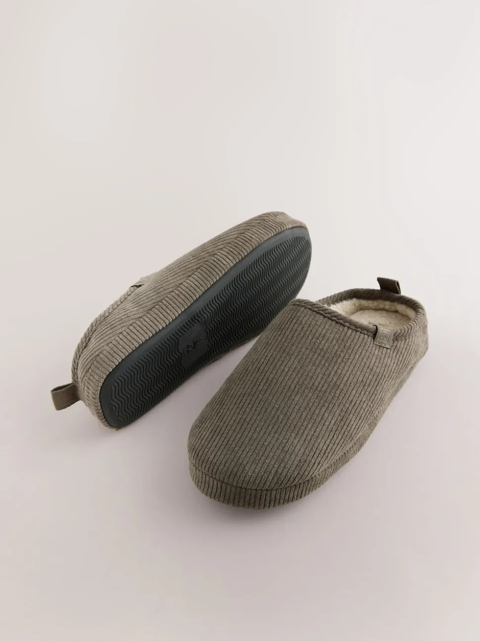 Taupe Cord Mule Slippers
