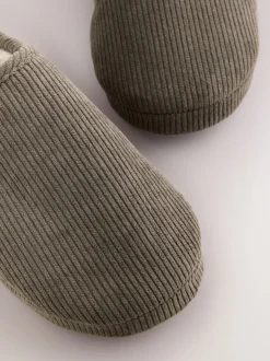 Taupe Cord Mule Slippers