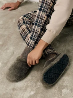 Taupe Faux Fur Mule Slippers