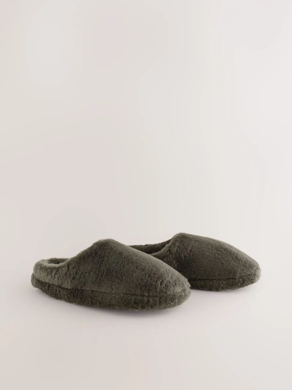 Taupe Faux Fur Mule Slippers