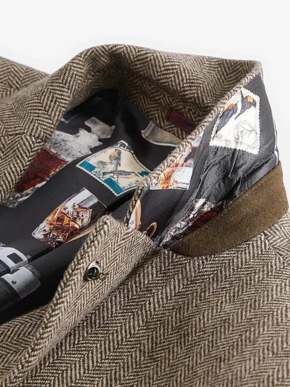 Taupe Regular Fit Wool Rich Herringbone Blazer