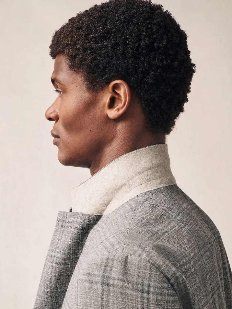 Taupe Tailored Fit Check Texture Suit Jacket