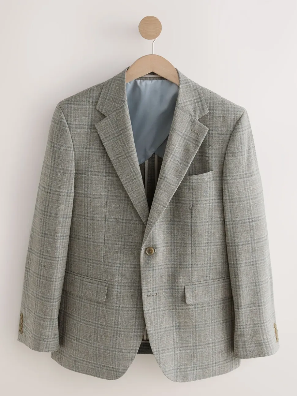 Taupe Tailored Fit Check Texture Suit Jacket