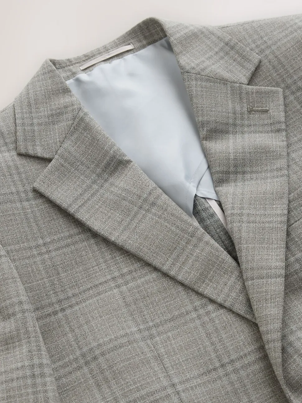 Taupe Tailored Fit Check Texture Suit Jacket