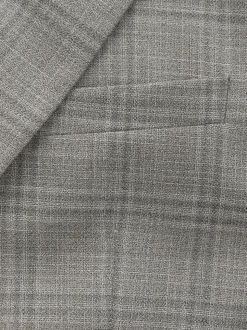 Taupe Tailored Fit Check Texture Suit Jacket