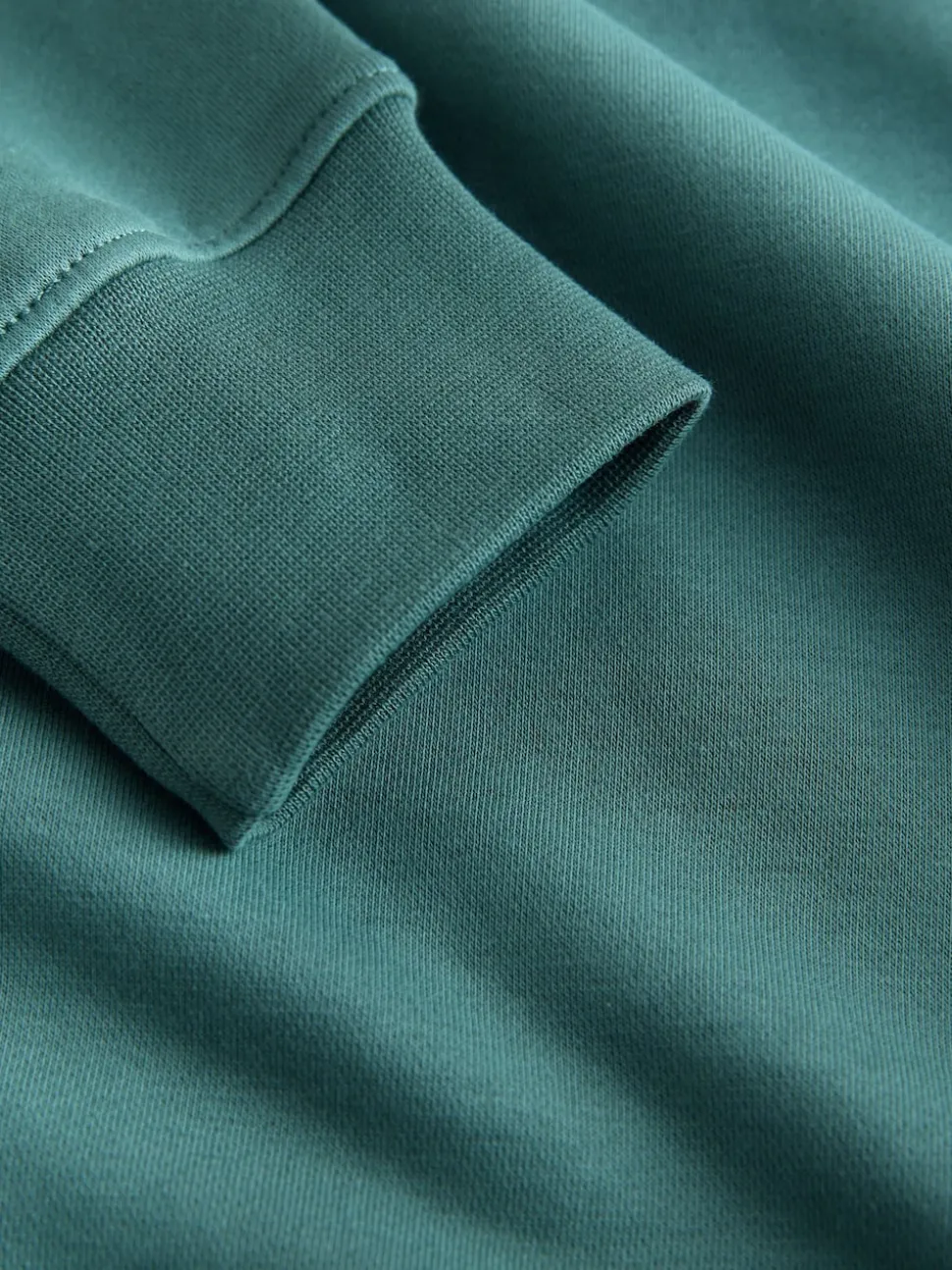 Teal Blue Quarter Zip Cotton Rich Jersey Sweatshirt