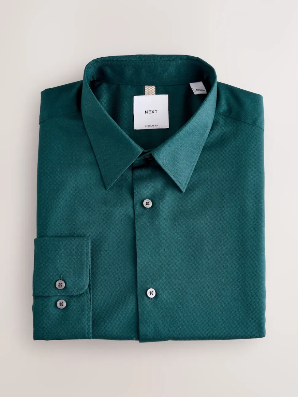 Teal Blue Regular Fit Easy Care Textured Single Cuff Smart Shirt