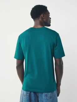 Teal Blue Regular Fit Essential Crew Neck Cotton T-Shirt