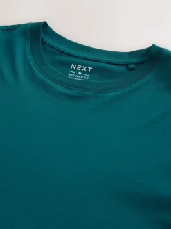 Teal Blue Regular Fit Essential Crew Neck Cotton T-Shirt
