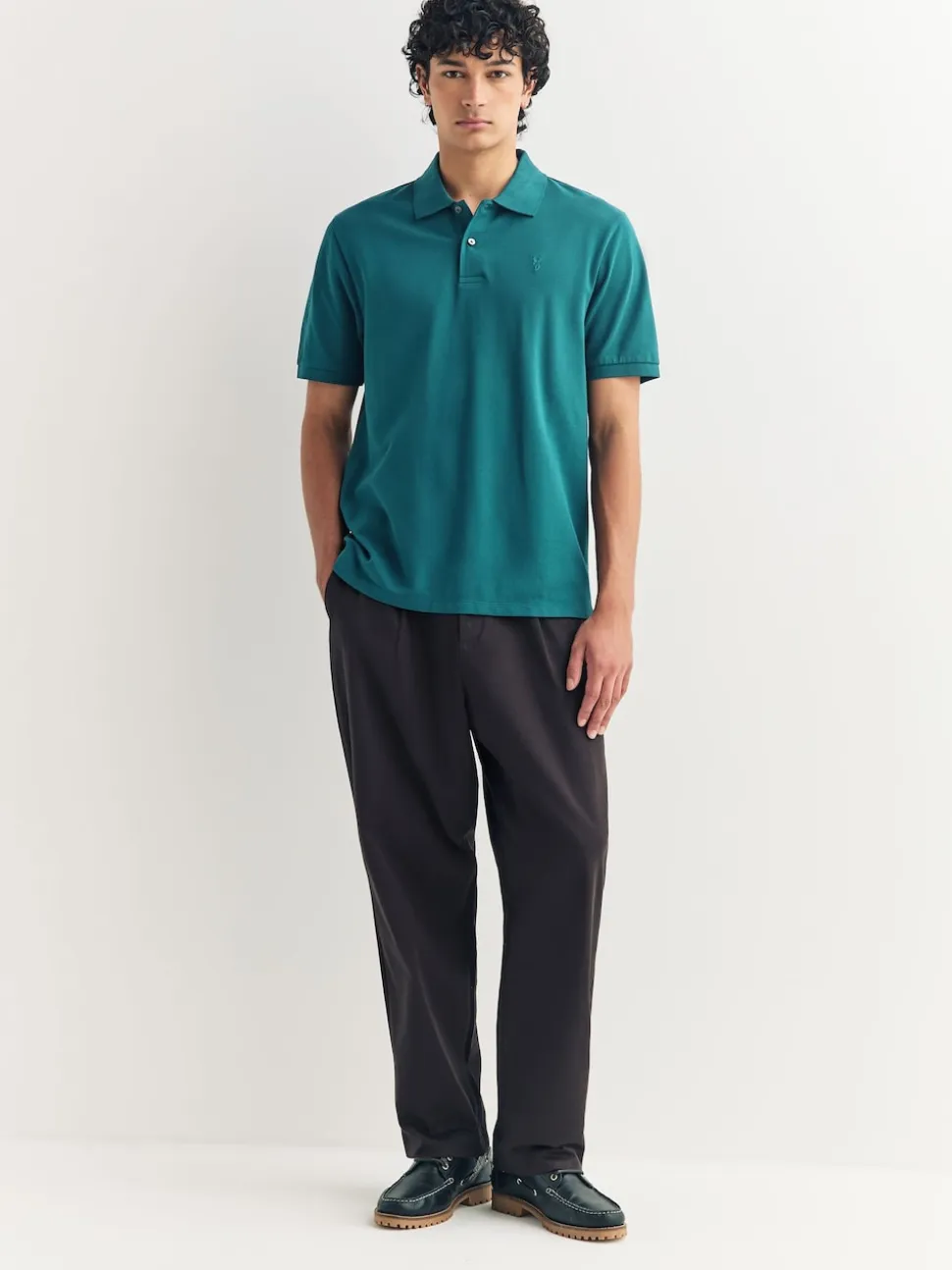 Teal Blue Regular Fit Short Sleeve Pique Polo Shirt