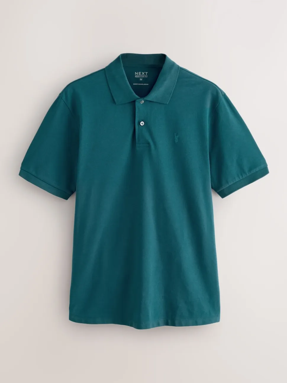 Teal Blue Regular Fit Short Sleeve Pique Polo Shirt