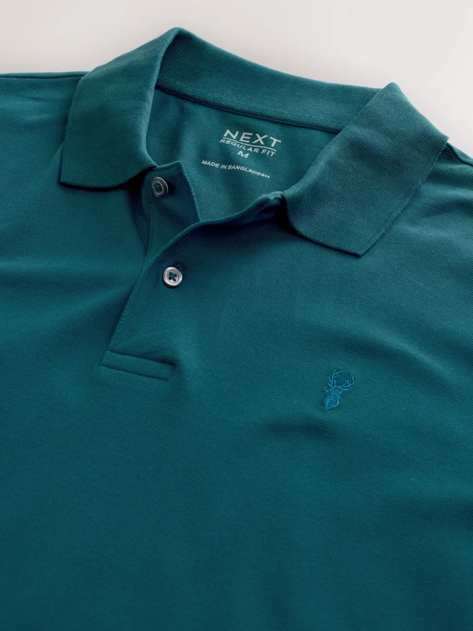 Teal Blue Regular Fit Short Sleeve Pique Polo Shirt