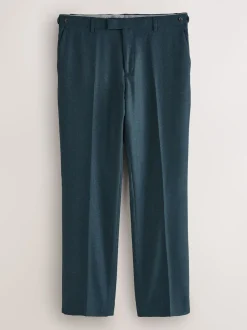 Teal Blue Regular Fit Signature Zignone Italian Wool Cashmere Blend Flannel Suit Trousers
