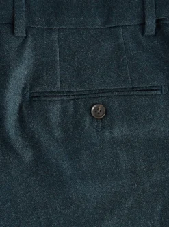 Teal Blue Regular Fit Signature Zignone Italian Wool Cashmere Blend Flannel Suit Trousers