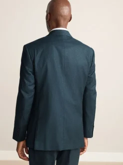 Teal Blue Regular Fit Signature Zignone Italian Wool Cashmere Blend Flannel Suit Jacket