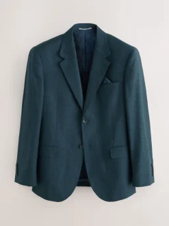 Teal Blue Regular Fit Signature Zignone Italian Wool Cashmere Blend Flannel Suit Jacket