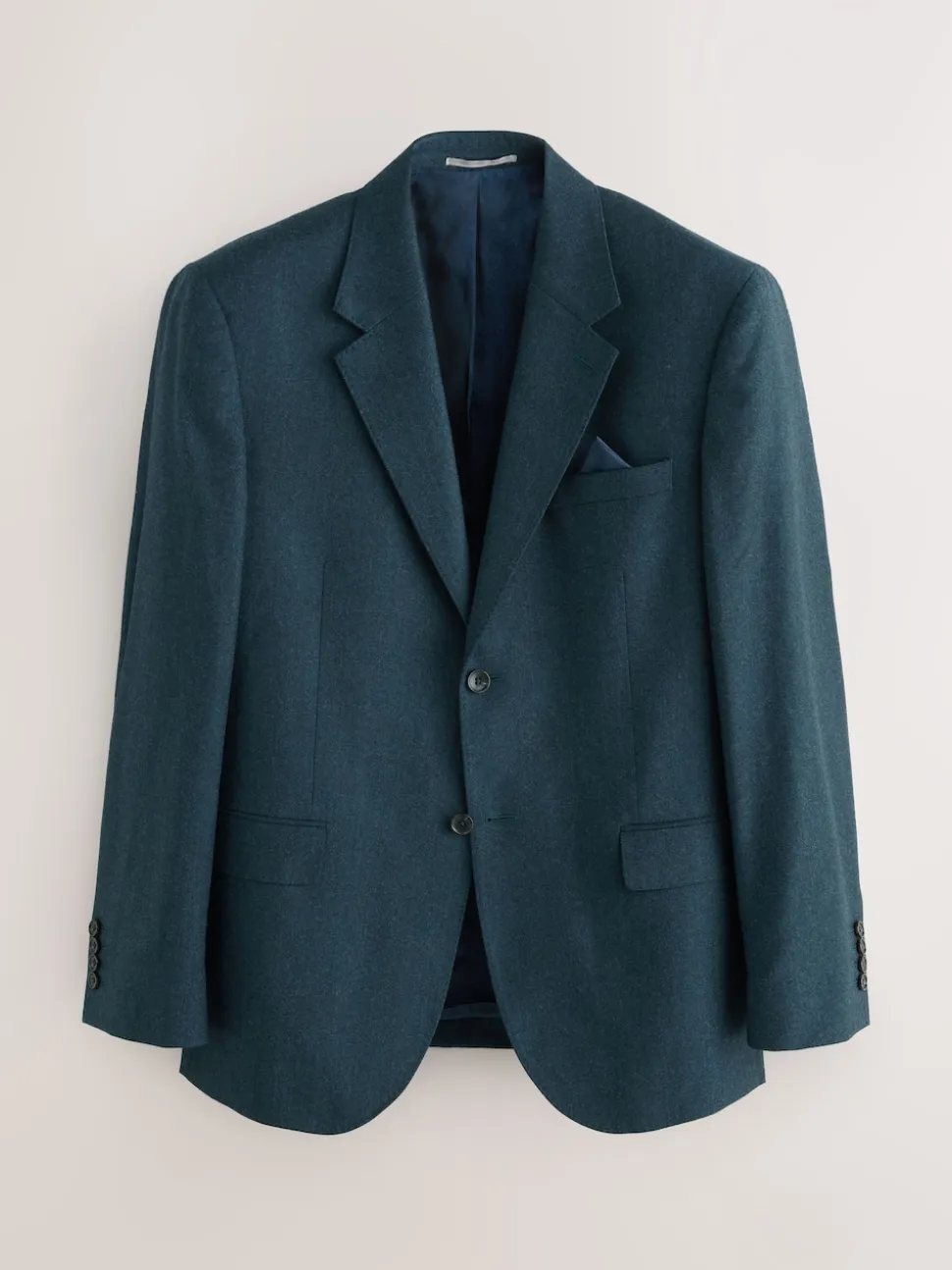 Teal Blue Regular Fit Signature Zignone Italian Wool Cashmere Blend Flannel Suit Jacket