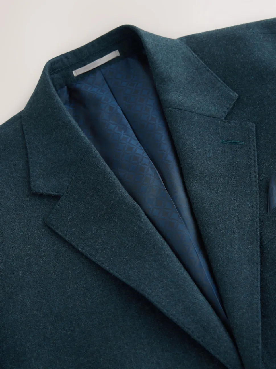 Teal Blue Regular Fit Signature Zignone Italian Wool Cashmere Blend Flannel Suit Jacket