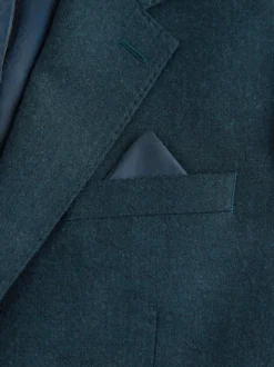 Teal Blue Regular Fit Signature Zignone Italian Wool Cashmere Blend Flannel Suit Jacket