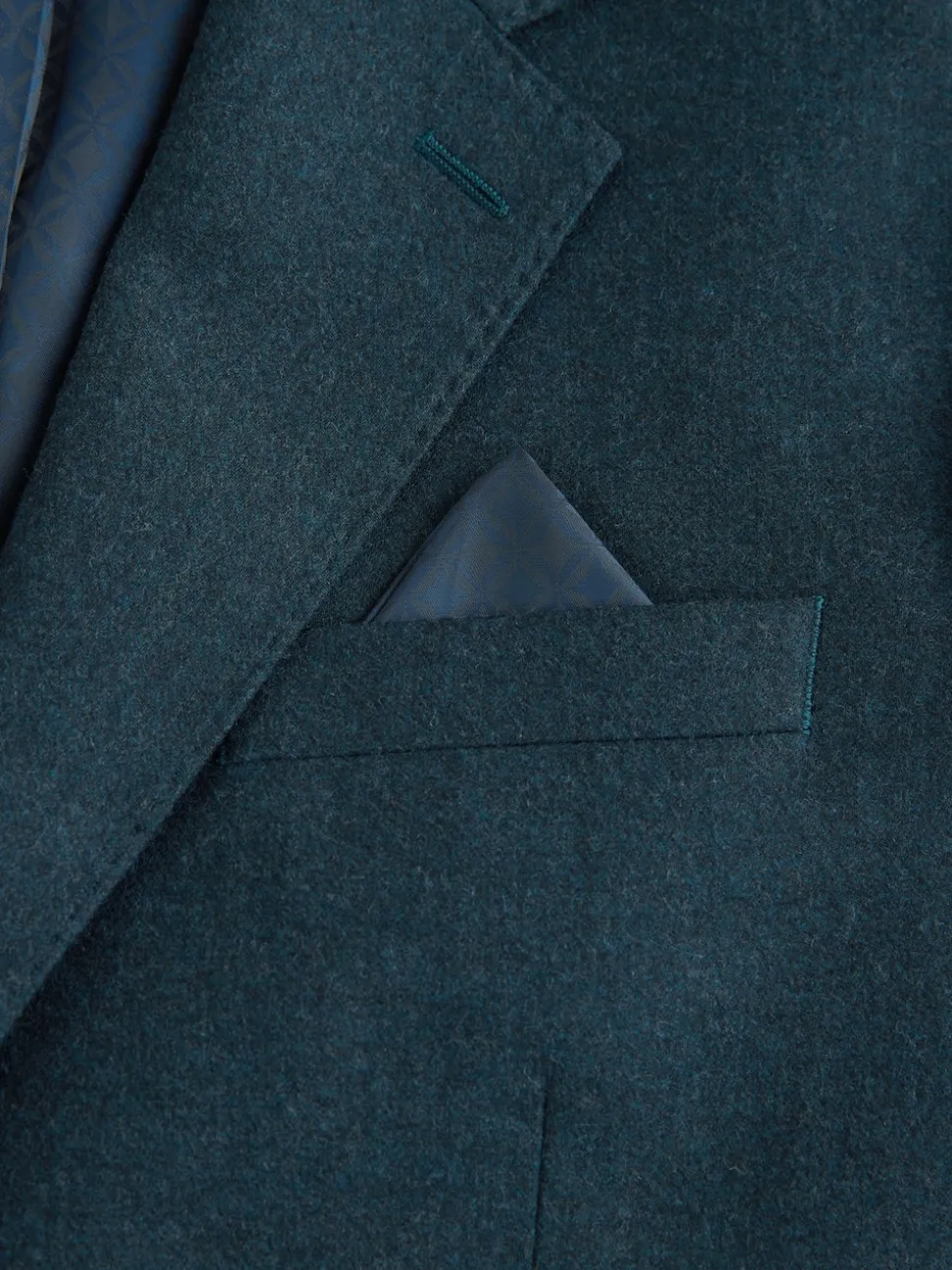 Teal Blue Regular Fit Signature Zignone Italian Wool Cashmere Blend Flannel Suit Jacket