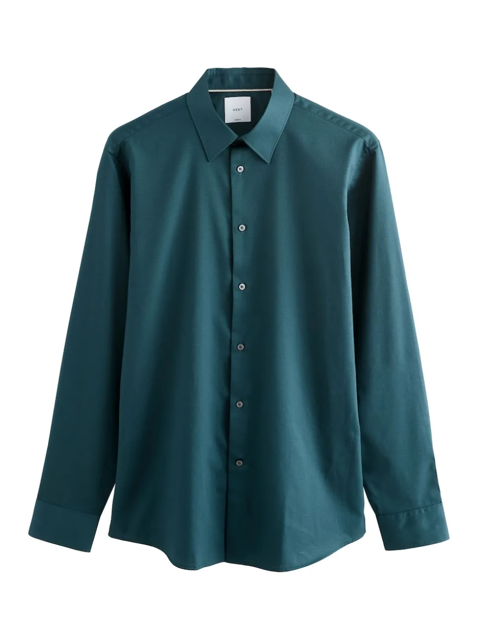 Teal Blue Slim Fit Easy Care Textured Single Cuff Smart Shirt