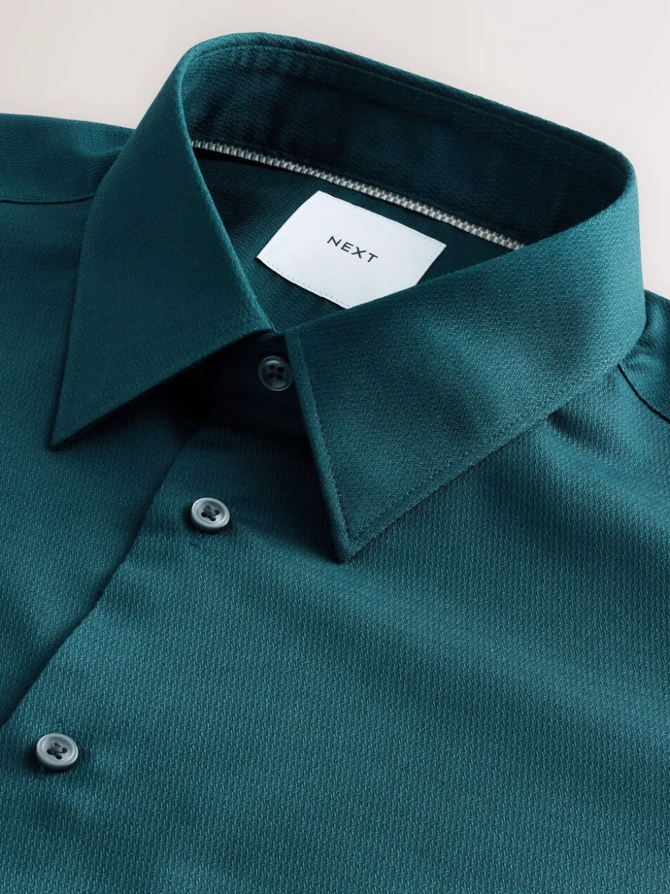 Teal Blue Slim Fit Easy Care Textured Single Cuff Smart Shirt