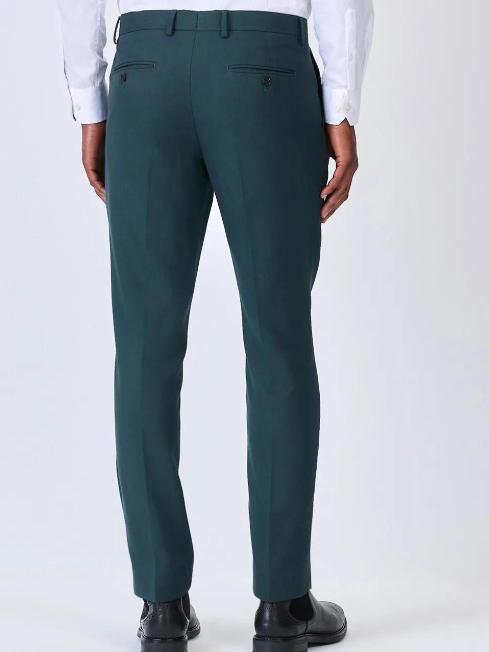 Teal Blue Slim Fit Textured Suit Trousers