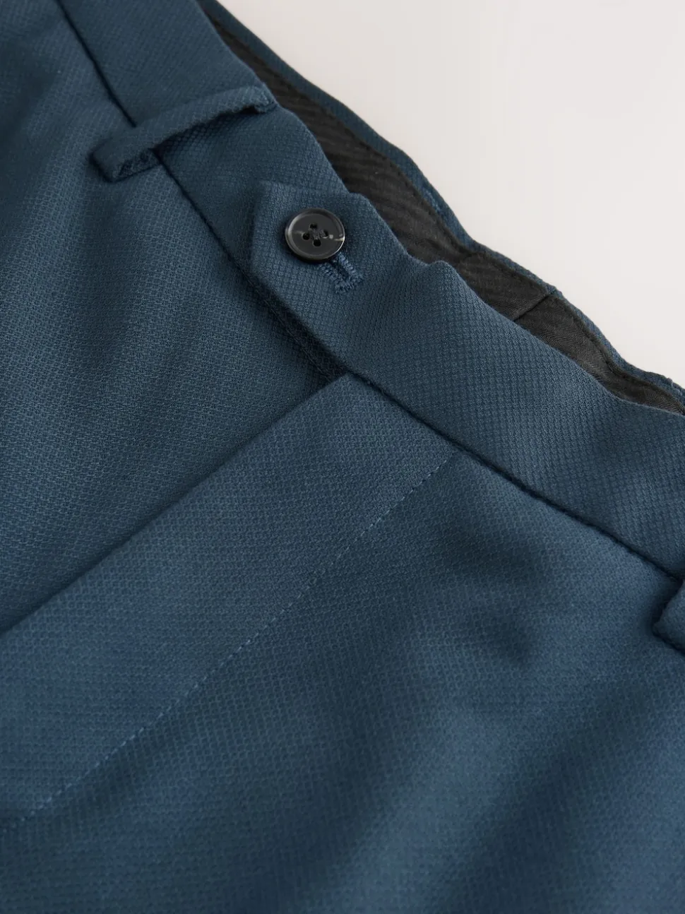 Teal Blue Slim Fit Textured Suit Trousers
