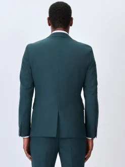 Teal Blue Slim Fit Textured Suit Jacket