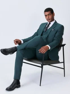 Teal Blue Slim Fit Textured Suit Jacket