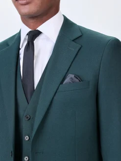 Teal Blue Slim Fit Textured Suit Jacket