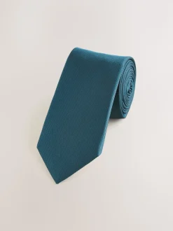 Teal Blue Slim Textured Tie