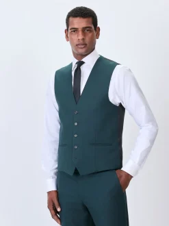 Teal Blue Textured Suit Waistcoat
