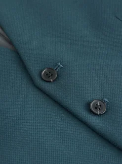 Teal Blue Textured Suit Waistcoat