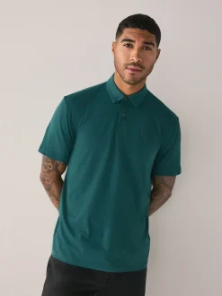 Teal Blue/Black/Rust Red Plain Short Sleeve Jersey Polo Shirts 3 Pack