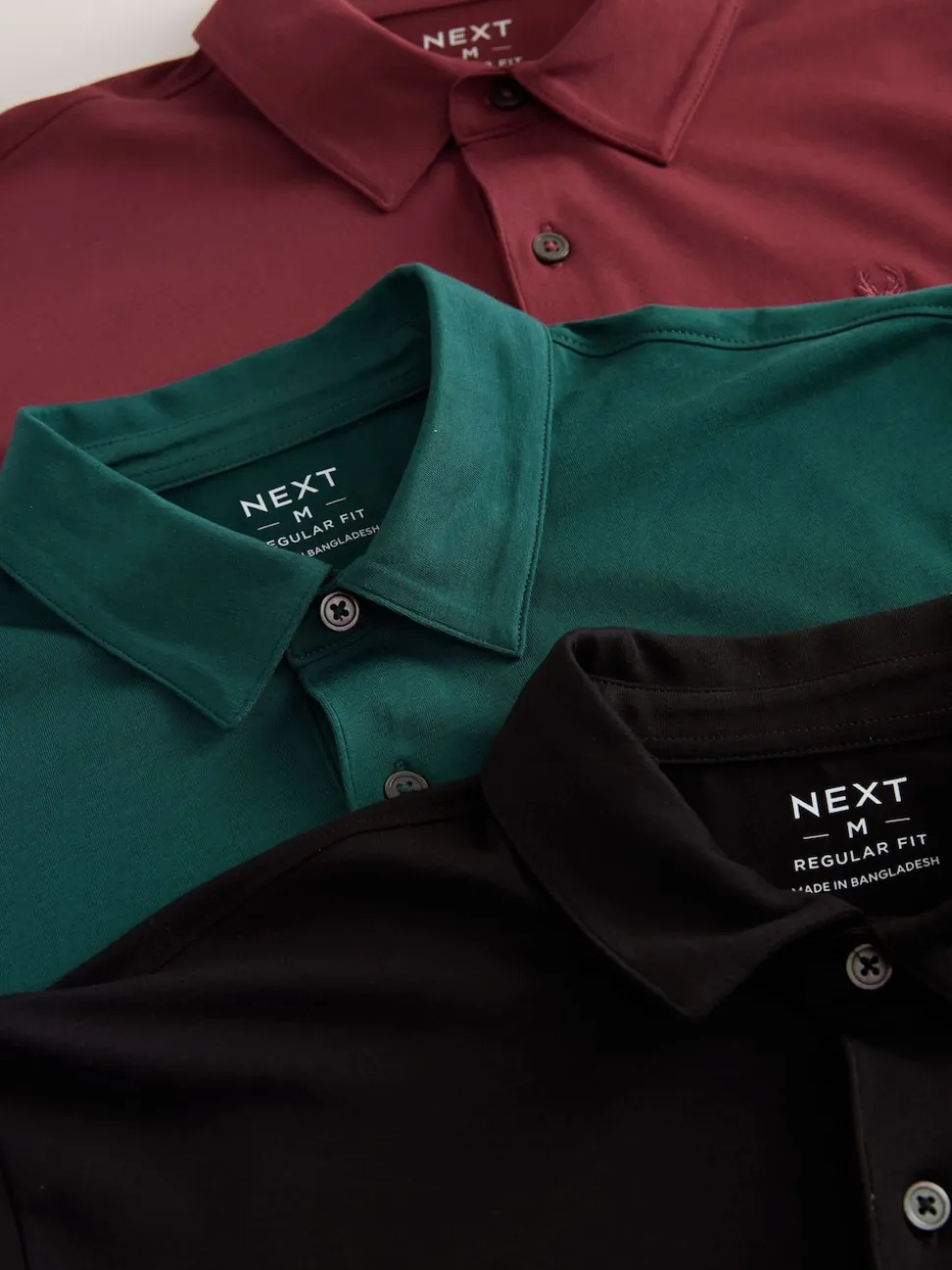 Teal Blue/Black/Rust Red Plain Short Sleeve Jersey Polo Shirts 3 Pack