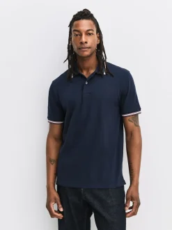 Teal/Navy/Grey Short Sleeve Tipped Pique Polo Shirts 3 Pack