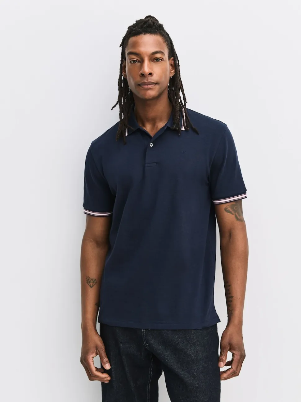 Teal/Navy/Grey Short Sleeve Tipped Pique Polo Shirts 3 Pack