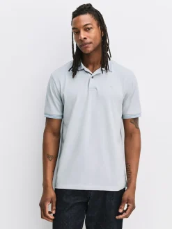 Teal/Navy/Grey Short Sleeve Tipped Pique Polo Shirts 3 Pack