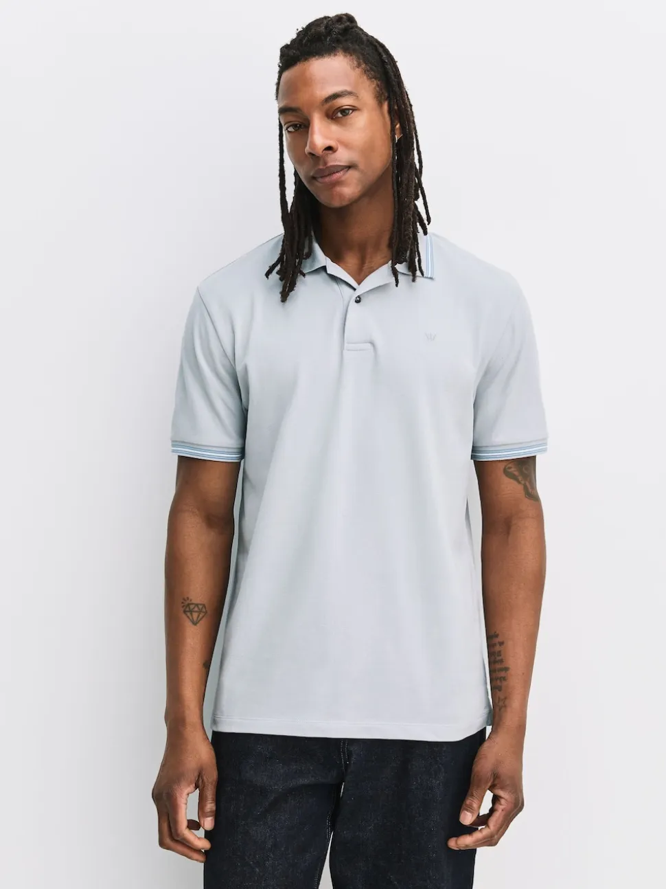 Teal/Navy/Grey Short Sleeve Tipped Pique Polo Shirts 3 Pack