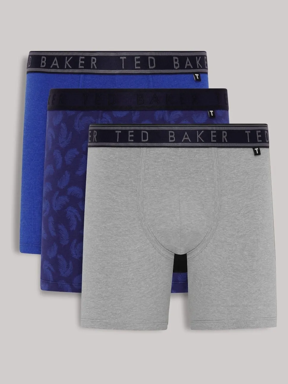 Ted Baker Blue Mazarine Feather Heather Boxer Briefs 3 Pack