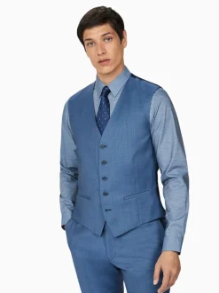 Ted Baker Light Blue Pick And Pick Slim Fit Waistcoat