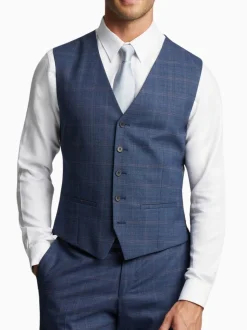 Ted Baker Tailoring Blue Brahe Check Slim Waistcoat